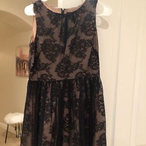 Jessica Howard Tan and Black Lace Dress